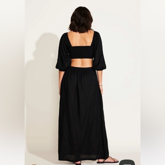 Vitamin A Cierra Cut Out Dress - Black EcoLinen New with Tags! - Picture 3 of 10